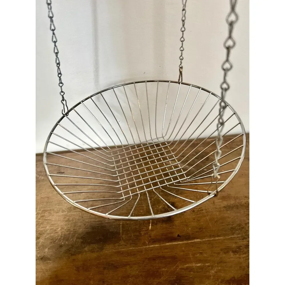 Vintage 3-Tier Hanging Fruit Baskets | Silver Tone Metal Kitchen Storage
